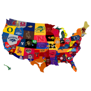  university logos on US map